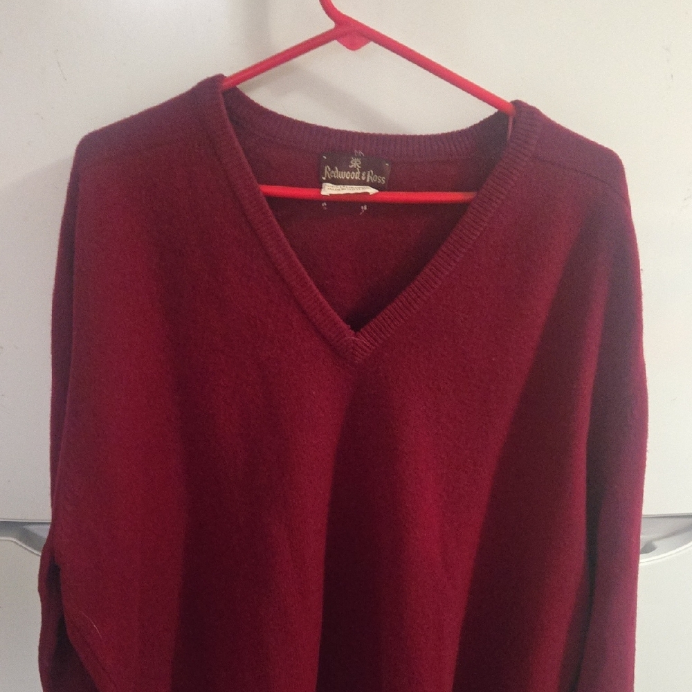 Lambswool V-Neck Sweater - Deep Red
